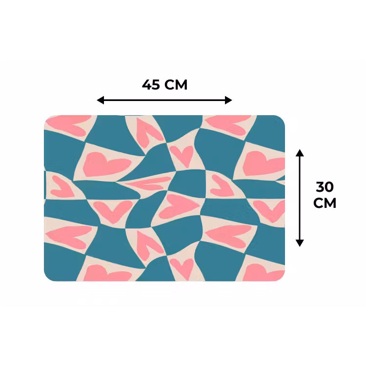 Placemat - 6 stuks - Blauw - Vlakken - Patroon - Hartjes — 3