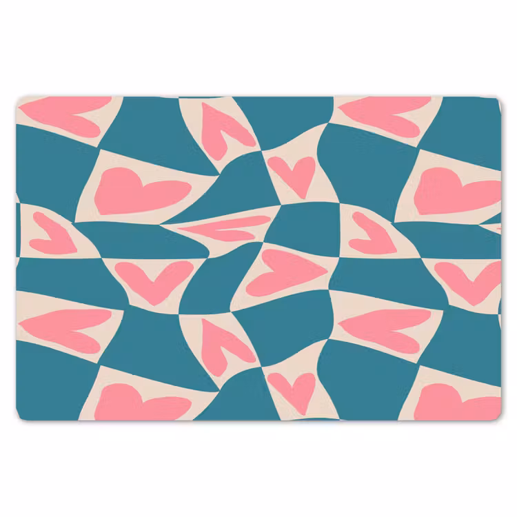Placemat - 6 stuks - Blauw - Vlakken - Patroon - Hartjes — 7