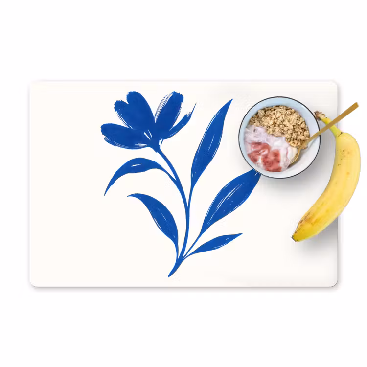 Placemat - 6 stuks - Bloem - Blaadjes - Minimalistisch - Blauw — 1