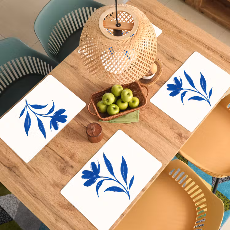 Placemat - 6 stuks - Bloem - Blaadjes - Minimalistisch - Blauw — 6