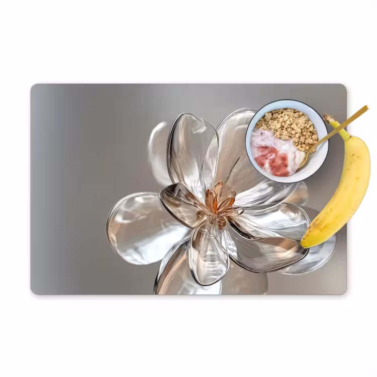 Placemat - 6 stuks - Bloem - Glazen - Doorzichtig — 1