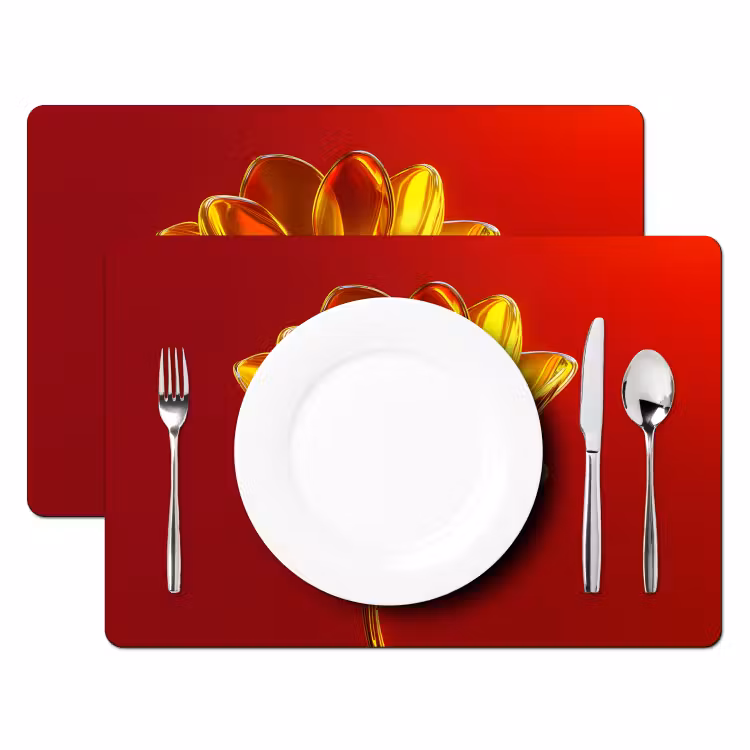 Placemat - 6 stuks - Bloem - Goud - Glazen — 2