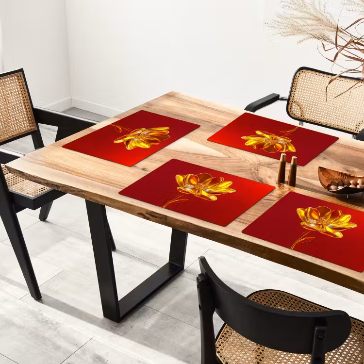 Placemat - 6 stuks - Bloem - Goud - Glazen — 5