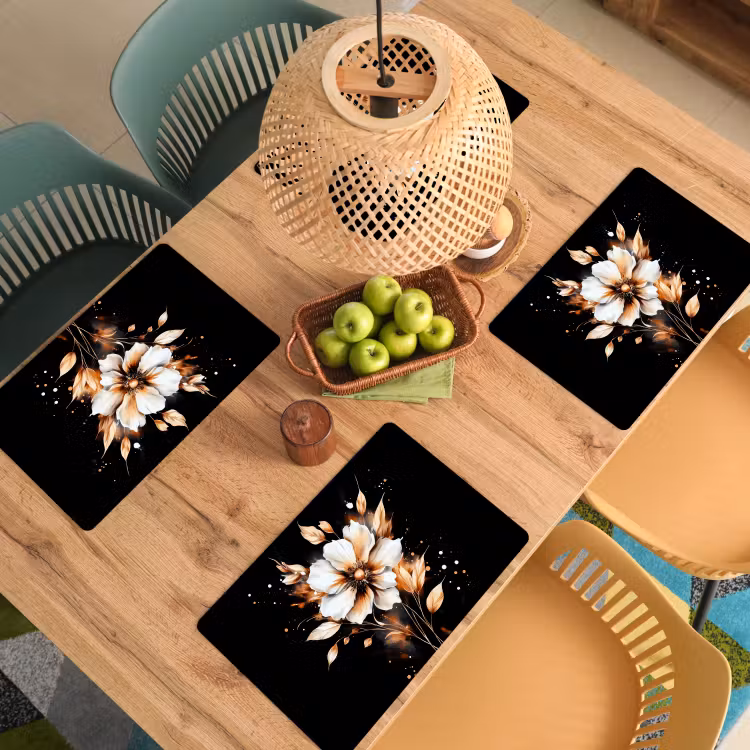 Placemat - 6 stuks - Bloem - Verf - Goud - Graffiti - Modern — 6
