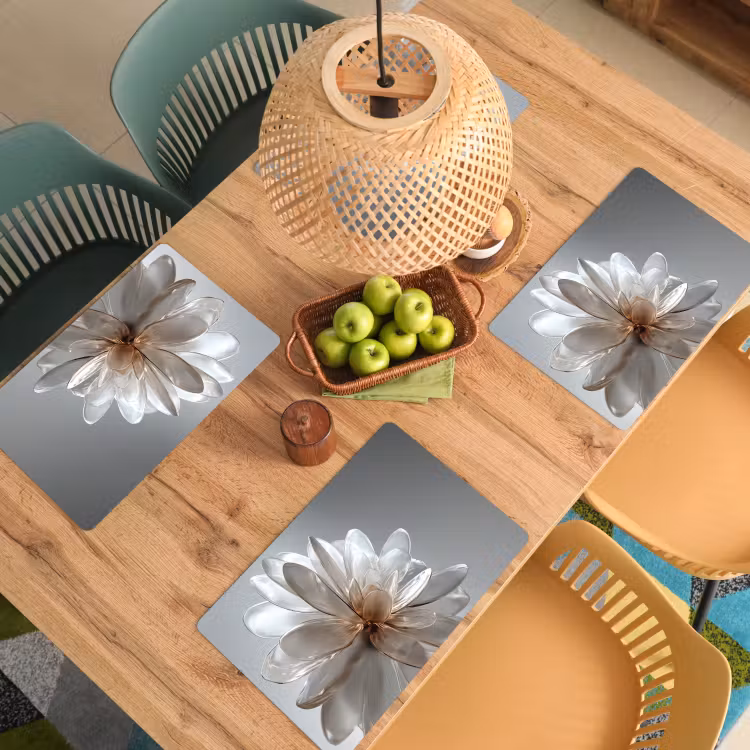 Placemat - 6 stuks - Bloem - Wit - Neutraal — 6
