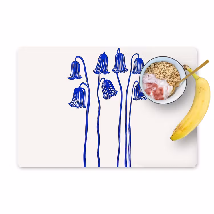 Placemat - 6 stuks - Bloemen - Blauw - Lijnen - Bloemblaadjes — 1