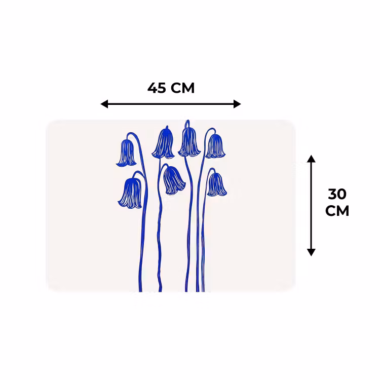 Placemat - 6 stuks - Bloemen - Blauw - Lijnen - Bloemblaadjes — 3