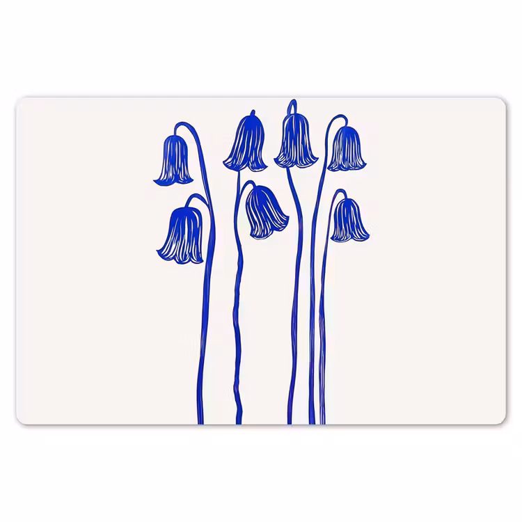 Placemat - 6 stuks - Bloemen - Blauw - Lijnen - Bloemblaadjes — 7
