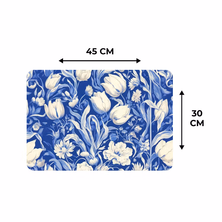 Placemat - 6 stuks - Bloemen - Delfts Blauw - Patroon - Tulp — 3