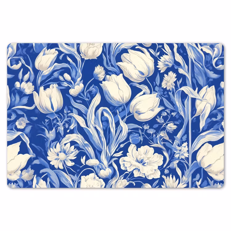 Placemat - 6 stuks - Bloemen - Delfts Blauw - Patroon - Tulp — 7
