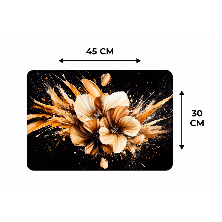 Placemat - 6 stuks - Bloemen - Goud - Graffiti - Zwart - Abstract — 3