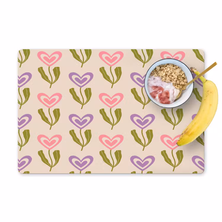 Placemat - 6 stuks - Bloemen - Hartjes - Patroon — 1