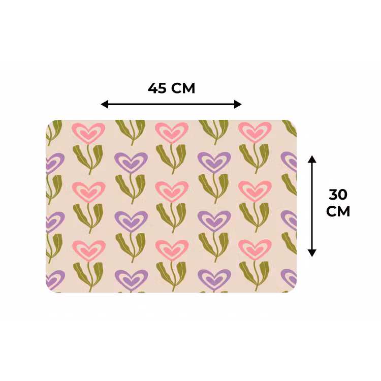 Placemat - 6 stuks - Bloemen - Hartjes - Patroon — 3