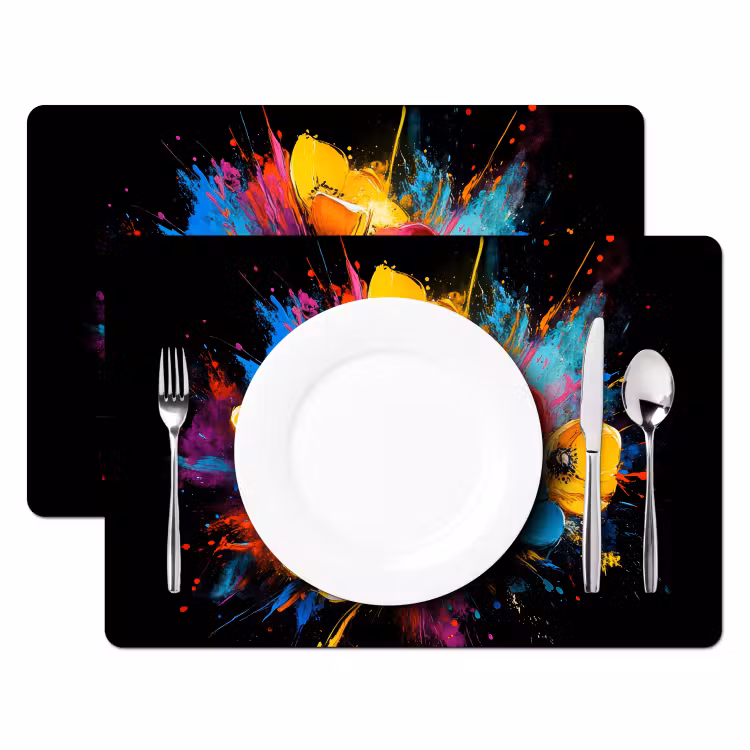 Placemat - 6 stuks - Bloemen - Kleurrijk - Graffiti - Modern - Boeket — 2