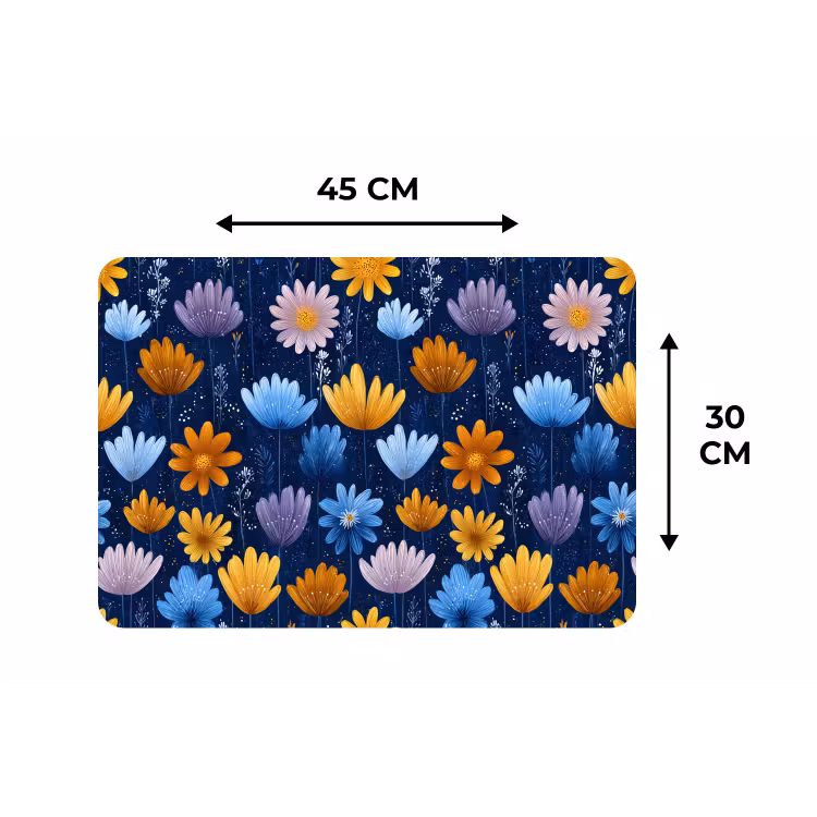 Placemat - 6 stuks - Bloemen - Patroon - Blauw - Contrast — 3