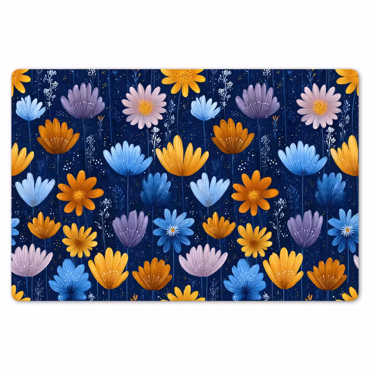 Placemat - 6 stuks - Bloemen - Patroon - Blauw - Contrast — 7