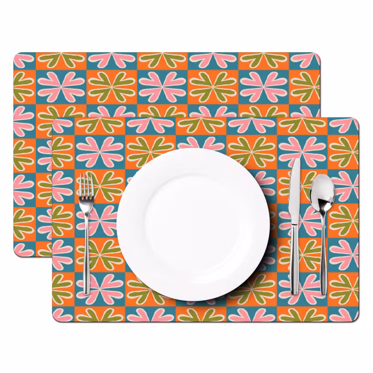 Placemat - 6 stuks - Bloemen - Retro - Patroon - Kleurrijk — 2