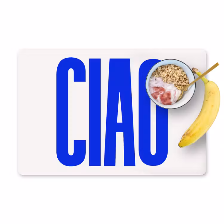 Placemat - 6 stuks - Ciao - Hoofdletters - Blauw - Minimalistisch — 1