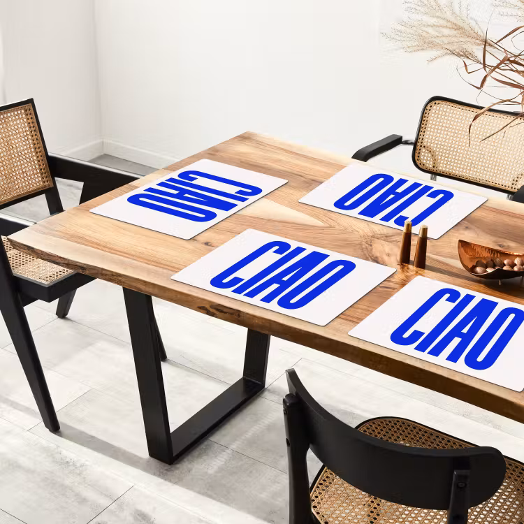 Placemat - 6 stuks - Ciao - Hoofdletters - Blauw - Minimalistisch — 5