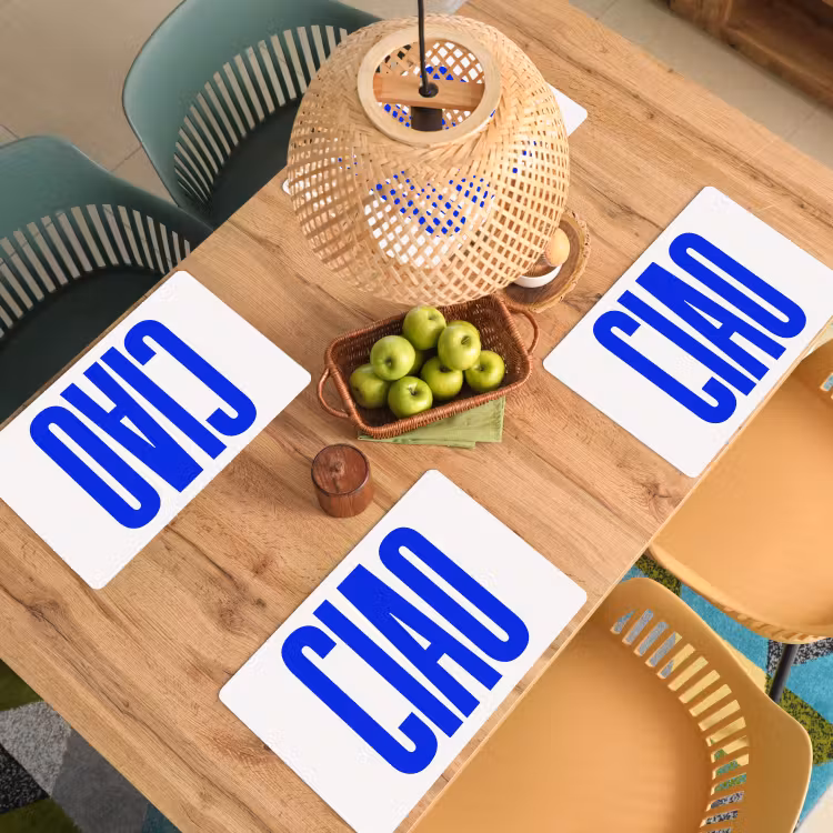 Placemat - 6 stuks - Ciao - Hoofdletters - Blauw - Minimalistisch — 6