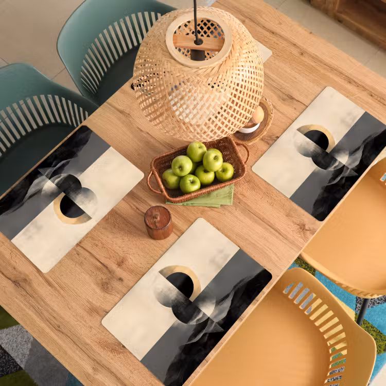 Placemat - 6 stuks - Cirkels - Schaduw - Abstract — 6