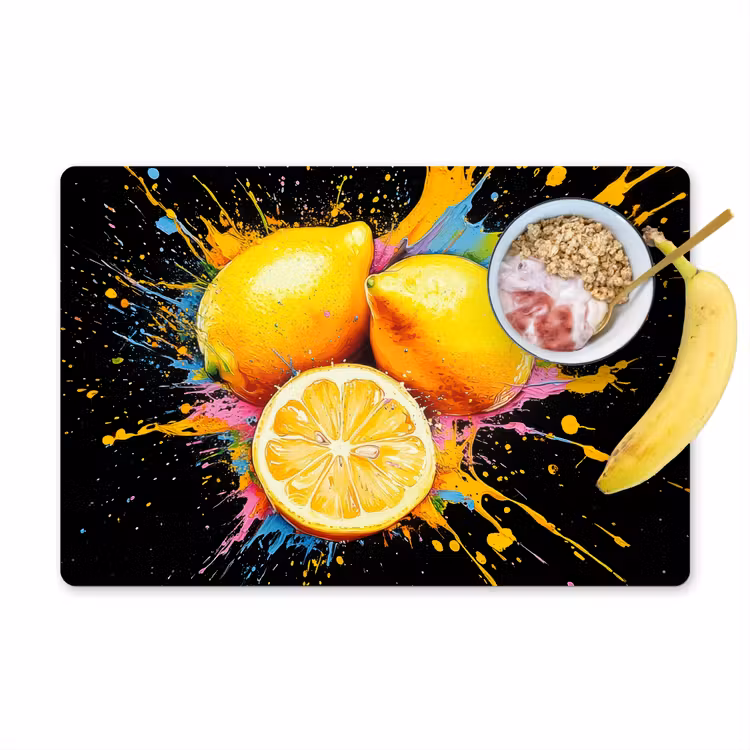 Placemat - 6 stuks - Citroen - Graffiti - Kleurrijk - Verf - Modern — 1