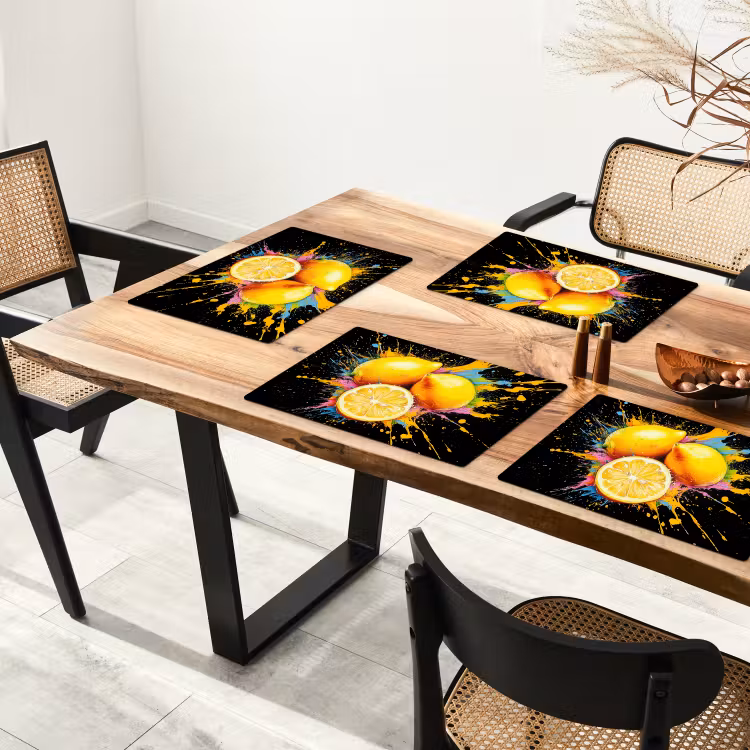 Placemat - 6 stuks - Citroen - Graffiti - Kleurrijk - Verf - Modern — 5