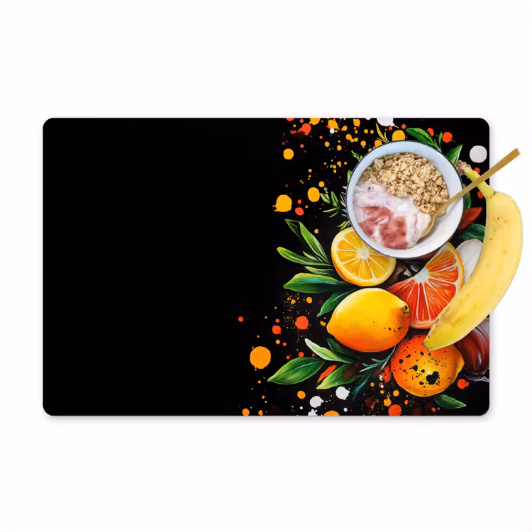Placemat - 6 stuks - Citroenen - Zwart - Kruiden - Graffiti - Verf — 1