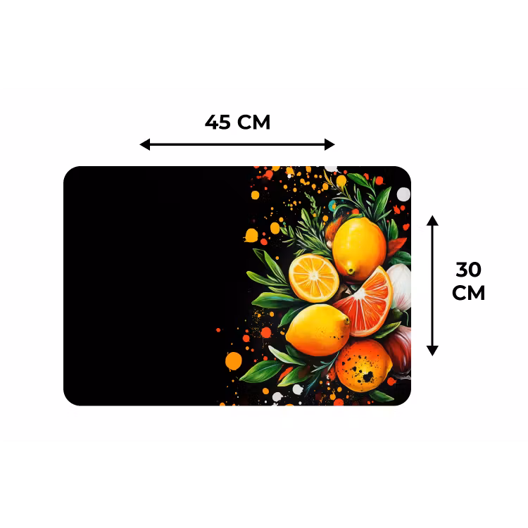 Placemat - 6 stuks - Citroenen - Zwart - Kruiden - Graffiti - Verf — 3