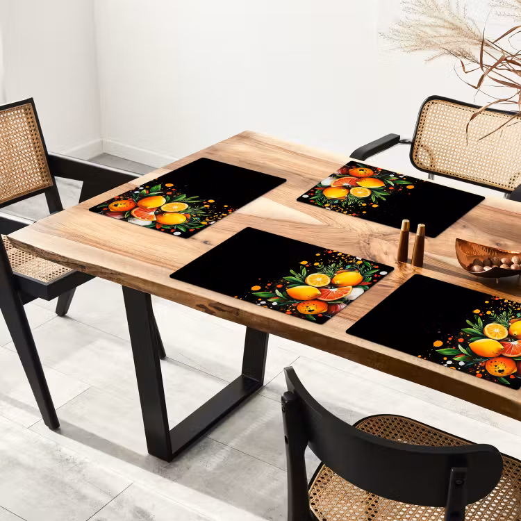 Placemat - 6 stuks - Citroenen - Zwart - Kruiden - Graffiti - Verf — 5