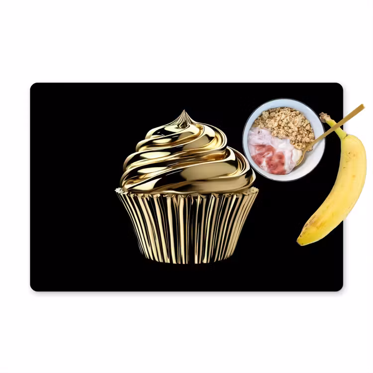 Placemat - 6 stuks - Cupcake - Eten - Goud - Zwart — 1