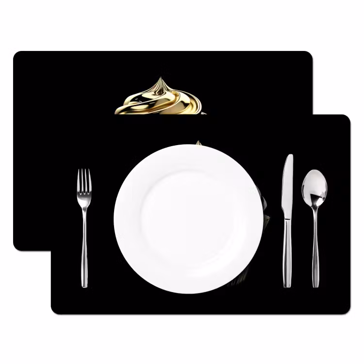 Placemat - 6 stuks - Cupcake - Eten - Goud - Zwart — 2