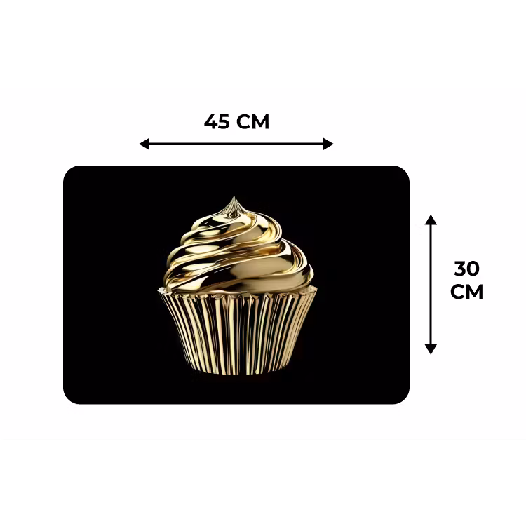 Placemat - 6 stuks - Cupcake - Eten - Goud - Zwart — 3