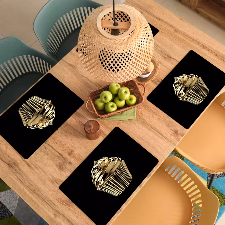 Placemat - 6 stuks - Cupcake - Eten - Goud - Zwart — 6