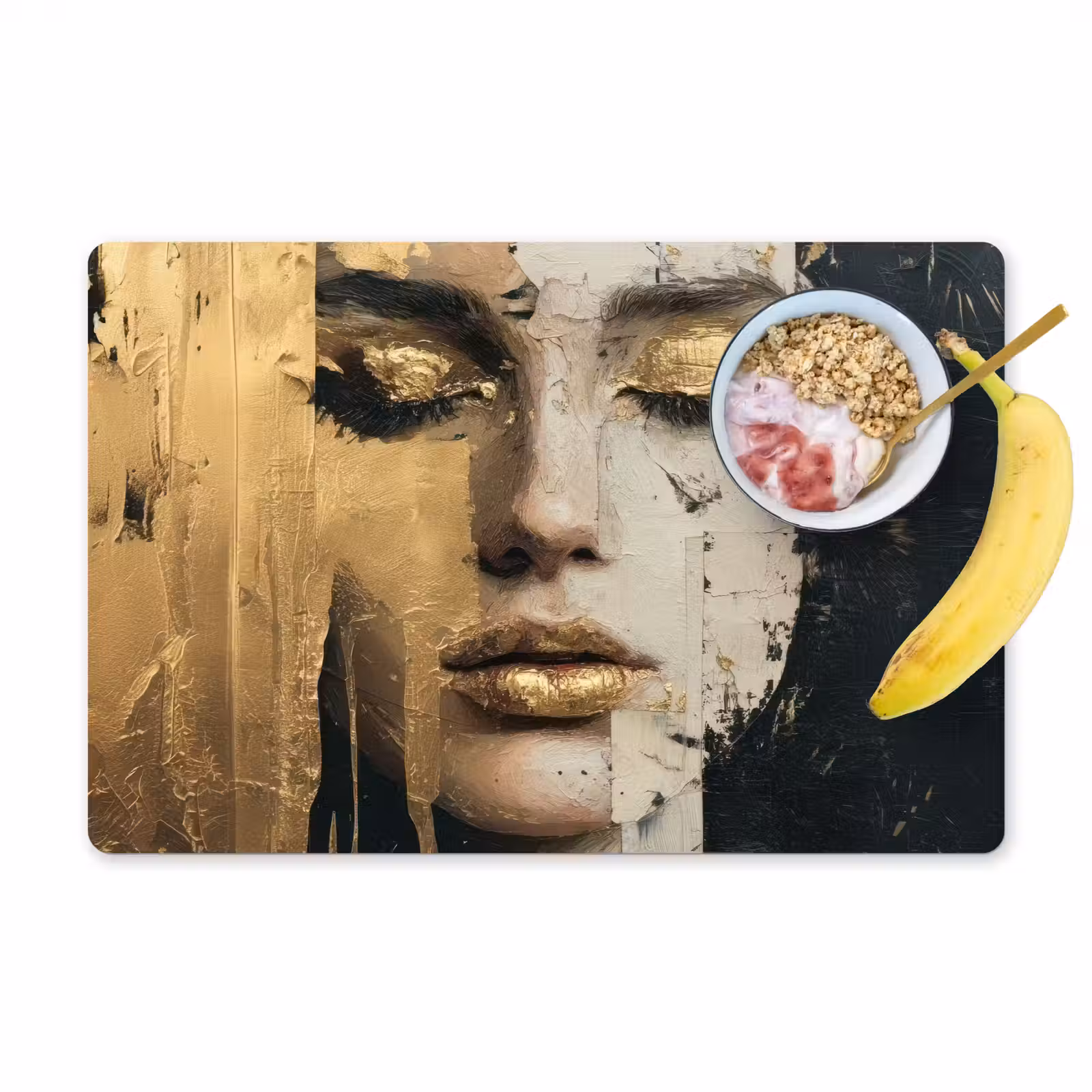 Placemat - 6 stuks - Abstract - Goud - Gezicht - Lippen — 1