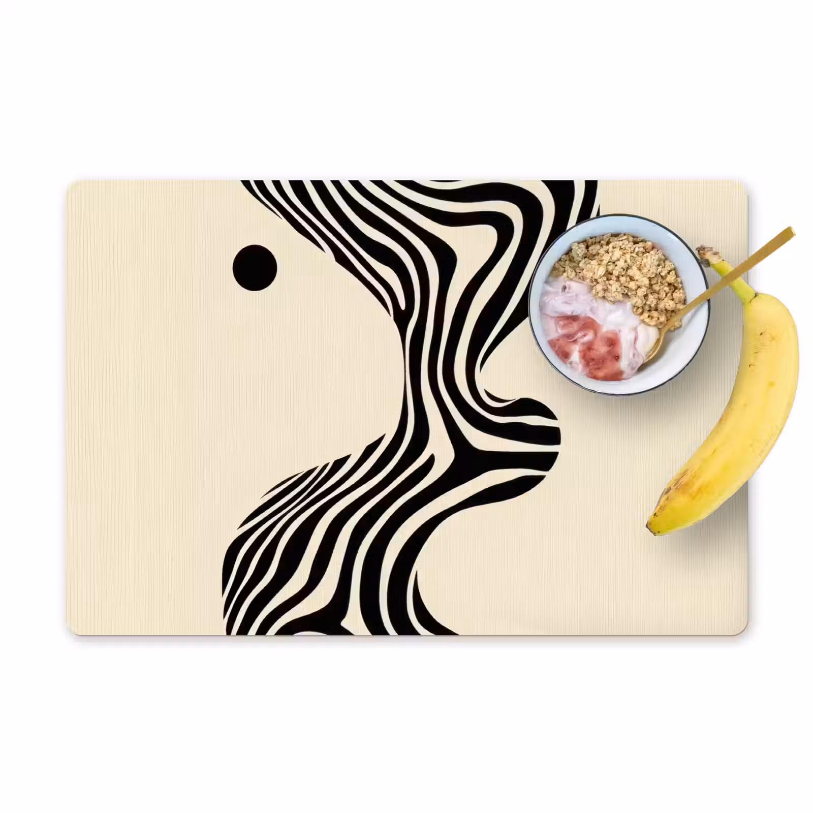 Placemat - 6 stuks - Beige - Lijnen - Golvend - Abstract — 1