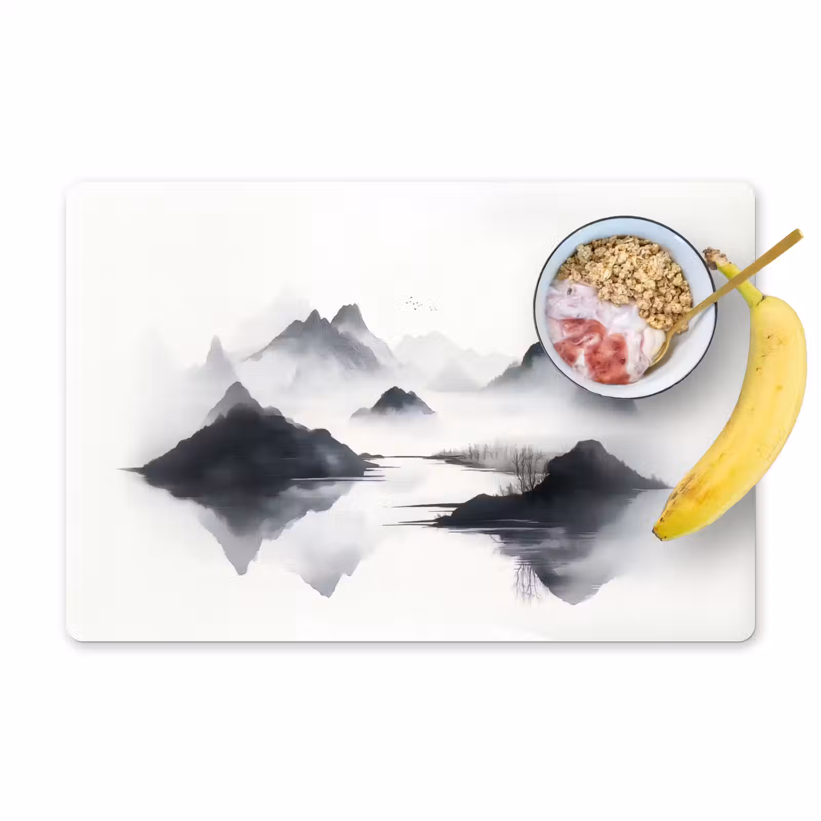 Placemat - 6 stuks - Bergen - Mistig - Water - Wit — 1