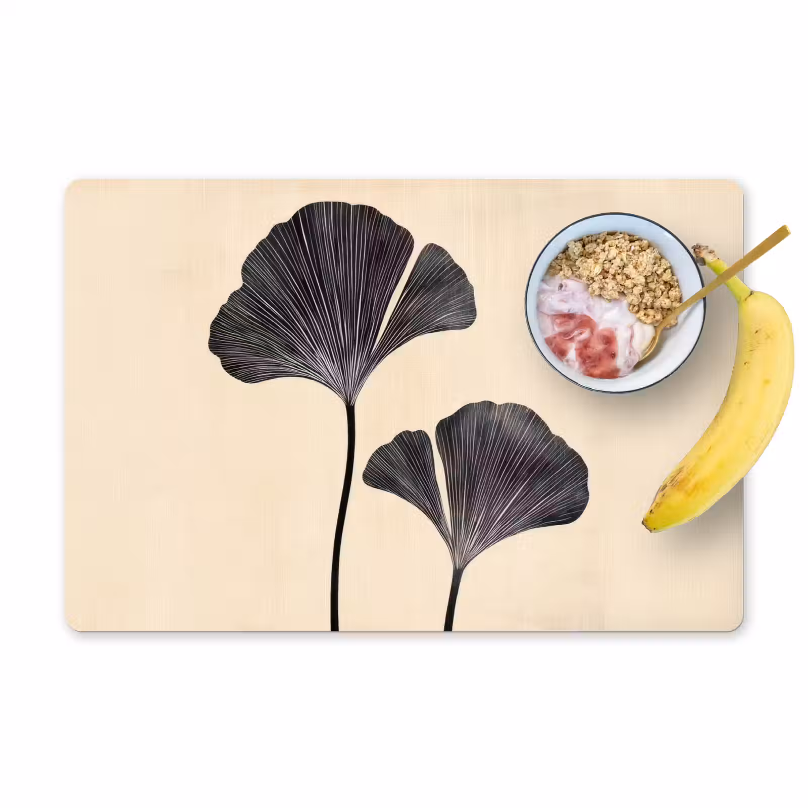 Placemat - 6 stuks - Bladeren - Minimalistisch - Zwart — 1