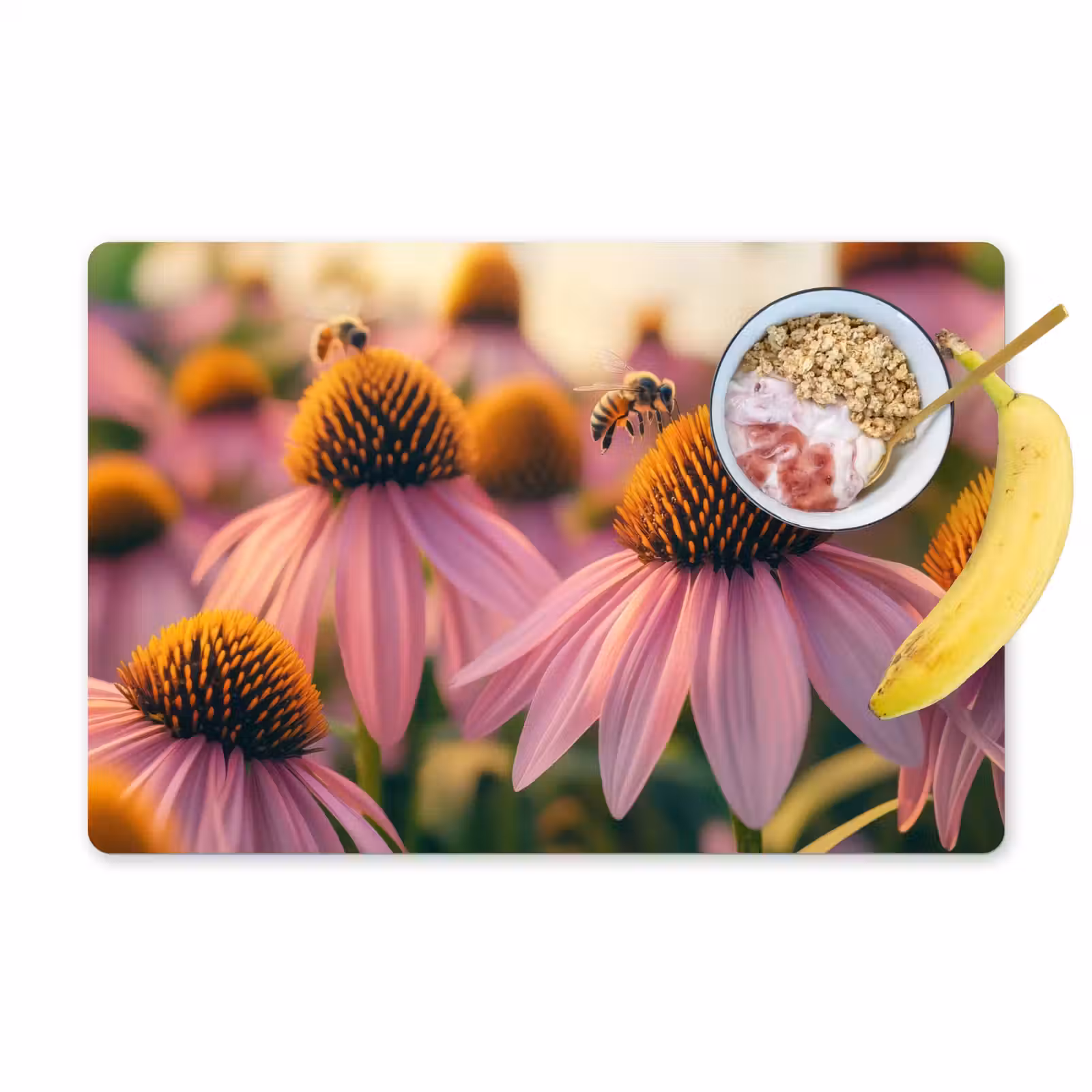 Placemat - 6 stuks - Bloemen - Paars - Bijen — 1