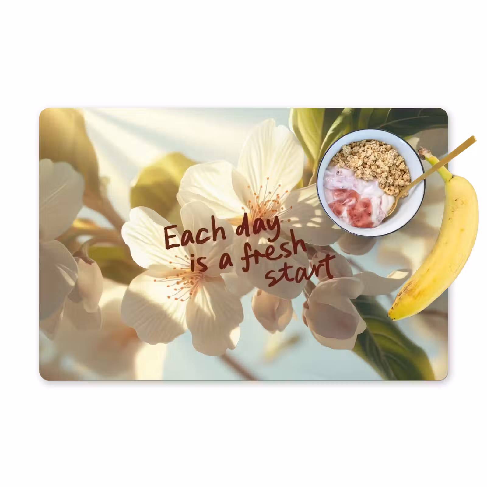 Placemat - 6 stuks - Bloesems - Zonlicht - Quote - Wit — 1