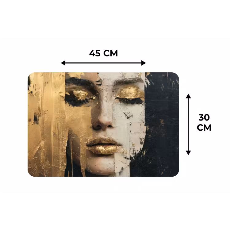Placemat - 6 stuks - Abstract - Goud - Gezicht - Lippen — 3
