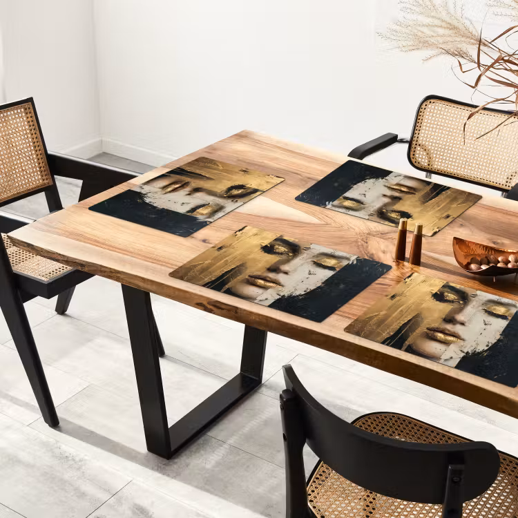 Placemat - 6 stuks - Abstract - Goud - Gezicht - Lippen — 5