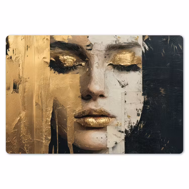 Placemat - 6 stuks - Abstract - Goud - Gezicht - Lippen — 7