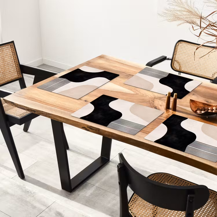 Placemat - 6 stuks - Abstract - Japandi - Beige - Modern — 5
