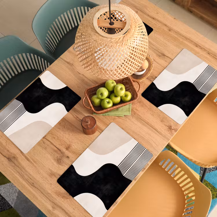 Placemat - 6 stuks - Abstract - Japandi - Beige - Modern — 6