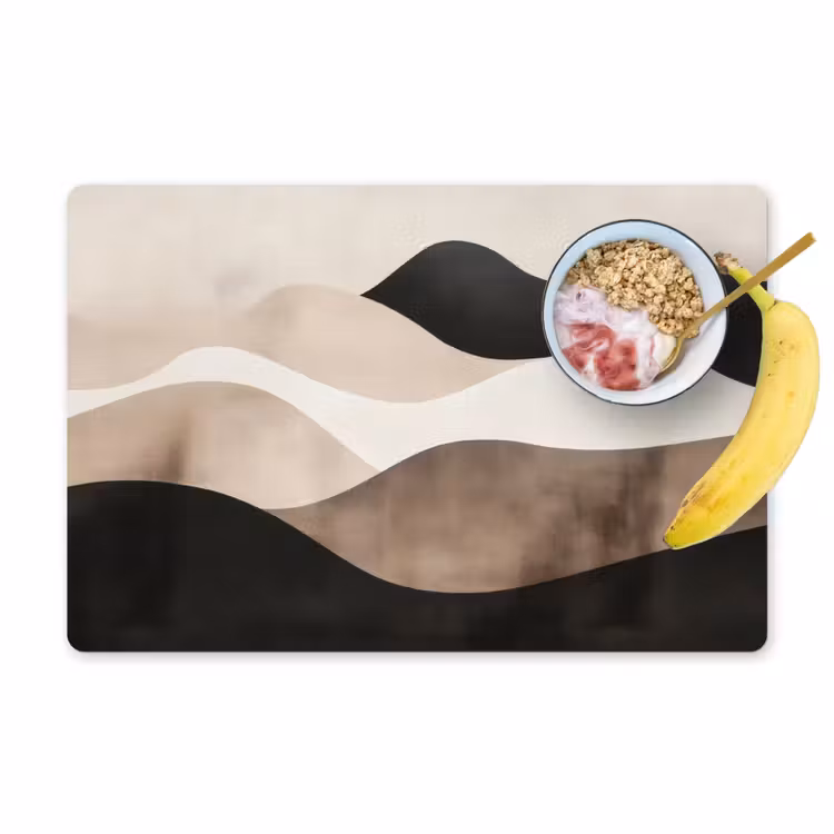 Placemat - 6 stuks - Abstract - Landschap - Golven - Crèmekleur — 1