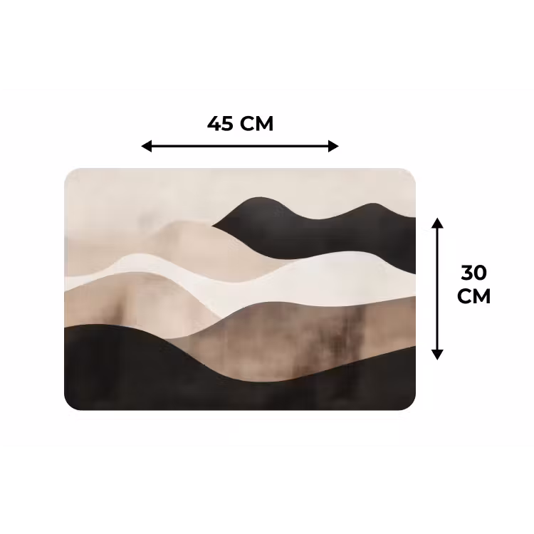 Placemat - 6 stuks - Abstract - Landschap - Golven - Crèmekleur — 3