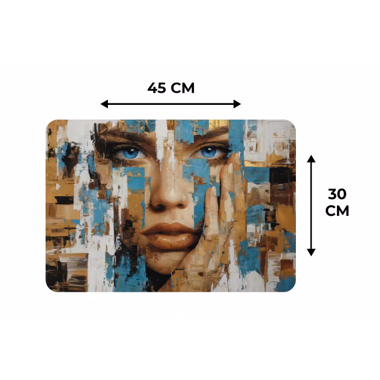 Placemat - 6 stuks - Abstract - Penseelstreken - Blauw - Gezicht — 3