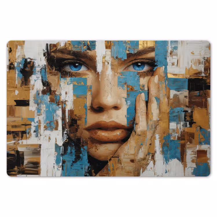 Placemat - 6 stuks - Abstract - Penseelstreken - Blauw - Gezicht — 7