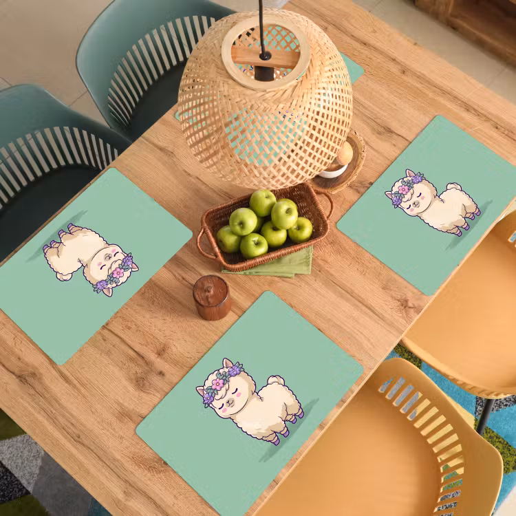 Placemat - 6 stuks - Alpaca - Groen - Bloemendiadeem — 6